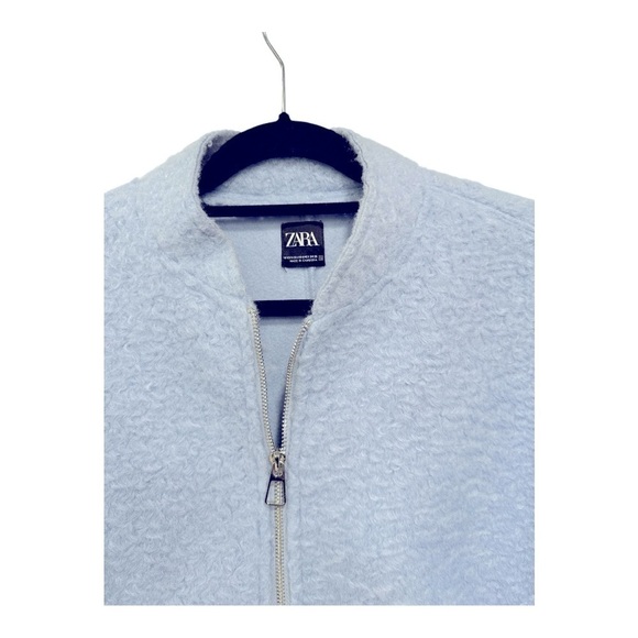 Zara Oversize Zip Bomber Jacket Sky Blue size XS-S - Picture 6 of 11